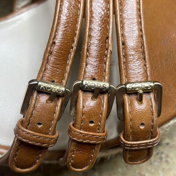 KORS Cognac Leather Jute Wrapped Platform Wedge Sandals 10 - Picture 11 of 11